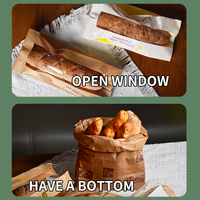 Emballage personnalisé en papier kraft pour pain, sac biodégradable pour cadeaux, mariage, nourriture, gâteau, baguette, croissant, boîte à pain avec fenêtre transparente
