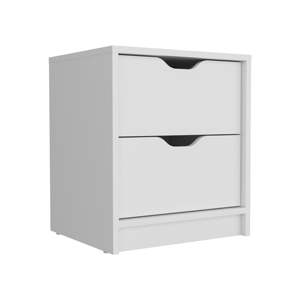 Double Drawer Nightstand 19 In H White <b>Bedside</b> <b>Table</b> Storage Drawers - Product Image 3