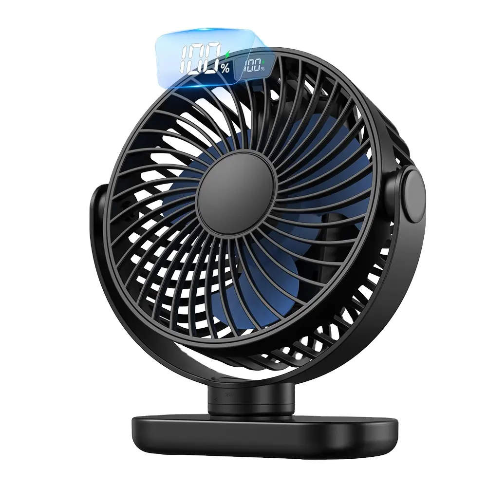 OEM K60C 2024 Novo ventilador de mesa elétrico personalizado USB Mini LED de 2400mAh sem fio silencioso grande vento duplo de longa resistência