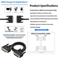 Cable de Extensión DB44 D-SUB de 44 Pines, Macho a Hembra, para Control de Servo, Chapado en Oro, Doble Blindaje, para Equipos CNC PLC