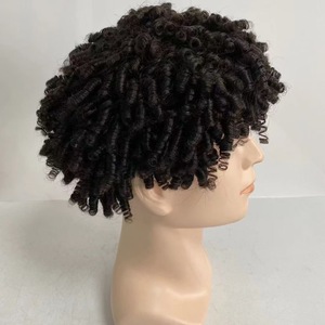 Prothèse capillaire <span class=keywords><strong>pour</strong></span> hommes en <span class=keywords><strong>cheveux</strong></span> européens 100% vierges Remy, système de remplacement capillaire à ligne de <span class=keywords><strong>cheveux</strong></span> invisible, avec dentelle de soie intégrale et boucles enroulées - Product Image 1