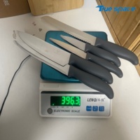 Ensemble de 5 couteaux de cuisine en acier inoxydable avec manche antidérapant en TPR-PP, couteau de chef, couteau à pain, couteau utilitaire, couteau à éplucher, boîte cadeau pour la cuisine à domicile