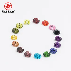 Redleaf China Supplier Oval Cut Cubic Zirconia Loose Gemstone PInk Yellow White Blue Green Color CZ Synthetic Stone