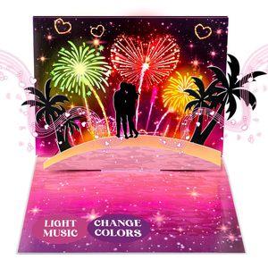 Fuegos Artificiales Románticos Personalizados al por Mayor, Música, Luces para el Día de San Valentín, Tarjetas de Felicitación 3D, Tarjetas de Felicitación Musicales Personalizadas - Product Image 1