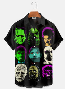 Halloween film d'horreur chemise hommes hawaïen imprimé fleuri à manches courtes été plage haut Jason Freddy Michael Myers vêtements décontractés - Product Image 5