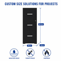 Archivador de Acero con 3 Cajones, Mueble de Oficina, Archivador Vertical para Soluciones de Almacenamiento de Documentos