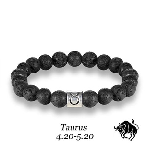 Bracelet de perles en pierre volcanique Aquarius, bijoux du zodiaque unisexe, cadeau 1.20-2.18 - Product Image 4