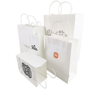 Wholesale Luxury Silk Paper Bag New <b>Design</b> Brown Kraft Logo Boutique <b>Packaging</b> for Crafts <b>and</b> Candles Black Shopping Gift Bag - Product Image 5