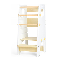 Torre de aprendizaje Montessori de madera ajustable con asiento extraíble para niños pequeños