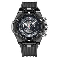 Montre à quartz pour homme, cadran de 45 mm, affichage à aiguilles, bracelet en silicone, minimaliste et tendance, multifonctionnelle, résistante à l'eau jusqu'à 30 m
