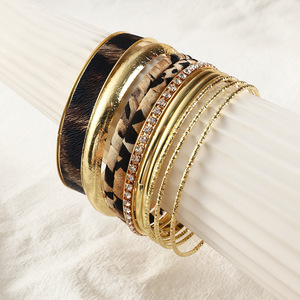 BR230019 vente en gros multicouche Style bohème ensemble perle léopard géométrique perle strass charme <span class=keywords><strong>amitié</strong></span> bracelets femmes - Product Image 5