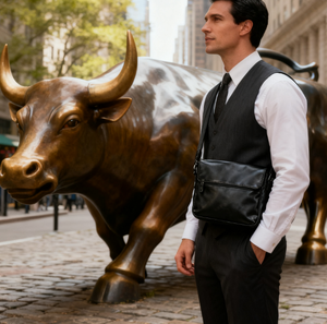 Borsa <span class=keywords><strong>Messenger</strong></span> in Pelle Verniciata Nera Grande Formato per Laptop da 13-18 Pollici, Prodotta dal Produttore - Product Image 4