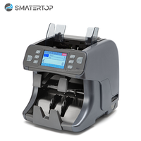 Machine portative de compteur d'argent de 208C double 1 + 1 poches discrimine la devise et détecte la contrefaçon pour le chèque de caisse enregistreuse