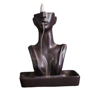 Esculturas <span class=keywords><strong>de</strong></span> cerámica mujer cara cascada cerámica reflujo quemador <span class=keywords><strong>de</strong></span> incienso para Yoga Spa meditación hogar Oficina Decoración - Product Image 1
