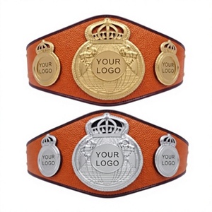 Cinturón de Campeonato de Boxeo de Cuero Personalizado con Logotipo, Equipo de Entrenamiento de Artes Marciales Unisex, Naranja, Dorado, Plateado - Product Image 3
