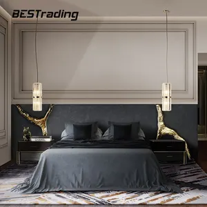 Grote Hoofdeinde Moderne Slaapkamer Meubilair Bedden Moderne Italiaanse King Size Stof Luxe Dubbele Bed