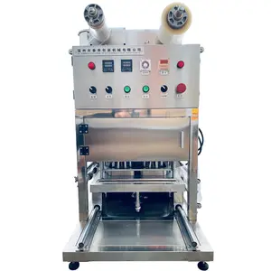 Desktop Automatic Food Tray Containers Sealing Machine With Vacuum Nitrogen Gas Flushing