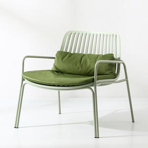 Nordic Style Outdoor Garden Chair Black Metal Frame With <b>Cushion</b> For Modern Minimalist Home Use - Product Image 2