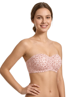 Soutien-gorge sans fil demi-bonnet bandeau sans bretelles, bonnet moulé sans couture, sous-vêtements féminins, vente en gros, usine OEM ODM personnalisée, imprimé léopard