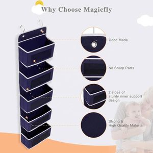 Organisateur de porte rectangulaire 5 grandes poches fenêtres transparentes rangement mural bleu injecté capacité 20-35L pour fête, bébé, chambre d'enfant - Product Image 3