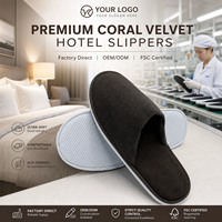 Chaussons d'hôtel jetables en polaire corail à bout fermé, personnalisables avec logo, pour la vente en gros et les équipements hôteliers