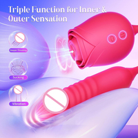 Großhandel Vibrator Dildo Sexspielzeug für Frauen - Rosen-Sexspielzeug mit Stoßfunktion G-Punkt-Vibratoren Liebeskugel & 10 Saugmodi