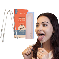 Raspador de Lengua en Forma de U de Acero Inoxidable con Logotipo Personalizado, Estuche de Viaje Multicolor, Fácil de Usar, Limpiador de Higiene Bucal, Reduce el Mal Olor