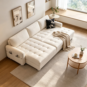 Sofá Cama Extraíble con Cojín de Asiento Acolchado, Tela Chenille, Sofá Convertible Multifuncional para Sala de Estar, Sofá Tapizado de 3 Plazas - Product Image 3