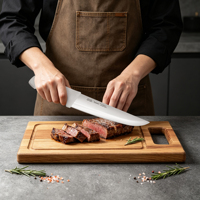 Couteau à découper la viande TUOMEI en acier inoxydable de 8 pouces avec manche en plastique pour cuisine turque