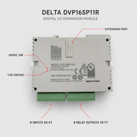 Módulo de Expansión de E/S Delta DVP16SP11R, Salida de Relé de 16 Puntos 24VDC, PLC Serie DVP-S Slim, Riel DIN, Venta al por Mayor Industrial