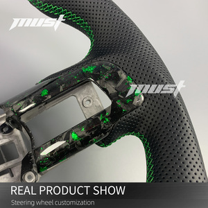 Volant personnalisé en fibre de carbone forgée verte pour <span class=keywords><strong>Ford</strong></span> <span class=keywords><strong>Mustang</strong></span> S550 2015-2023 <span class=keywords><strong>GT</strong></span> <span class=keywords><strong>350</strong></span> 500 Shelby avec affichage LED intelligent du régime moteur - Product Image 4