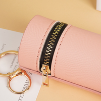 Nouvelle mode : Étui à rouge à lèvres cylindrique élégant et minimaliste, porte-monnaie portable en cuir PU pour femme