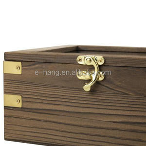 OEM Vintage Dark <strong>Brown</strong> Burnt Wood Tea Bag <strong>Storage</strong> <strong>Box</strong> with Lid Tea Boxes 4 compartment Wooden Tea <strong>Storage</strong> Organizer Tin <strong>Box</strong> - Product Image 4