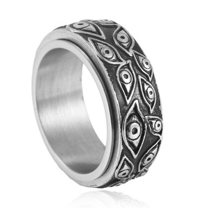 Stainless Steel Eye <b>Ring</b> Men's Punk Style Geometric Pattern Rotating Band Jewelry Gift 24031 - Product Image 1