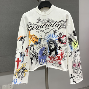QIANSHI Mens White Graphic Rhinestone <strong>Shirt</strong> Oversized Personalized T-<strong>Shirt</strong> Printing Heavyweight Long Sleeve <strong>Shirts</strong> for Men - Product Image 6