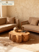 Table basse en bois massif de style Wabi-Sabi avec un design naturel de forme spéciale pour salon et salon de thé
