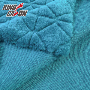Tissu <span class=keywords><strong>en</strong></span> <span class=keywords><strong>fausse</strong></span> <span class=keywords><strong>fourrure</strong></span> jacquard 100 % polyester bleu à carreaux, brossé d'un côté, recyclé, anti-plis, pour couverture, directement de l'usine Kingcason - Product Image 2