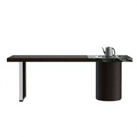 Mesa de Té Moderna de Madera de Roble en Dos Tonos con Mármol Verde Natural, Patas Cromadas, OEM ODM para Muebles de Hogar, Hotel, Apartamento, Villa, Salón