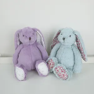定制白色彩虹紫色兔子复活节会说话婴儿助眠哭声传感器来样定做设计毛绒动物软唱兔毛绒玩具