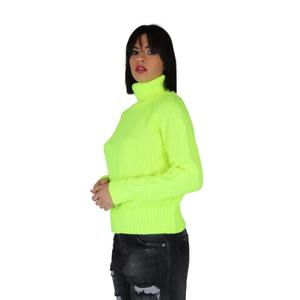 Maglione Casual da donna maglieria giallo fluorescente 53538938 Design traspirante con alzata di spalle e decorazione a bottoni per la parte anteriore autunno/inverno - Product Image 2