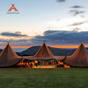 Kawagebo Camping Maßgefertigtes Dreifach Verbundenes 450G Baumwoll-Luxus-Glamping-Tipi-Zelt für Campingplätze - Product Image 4