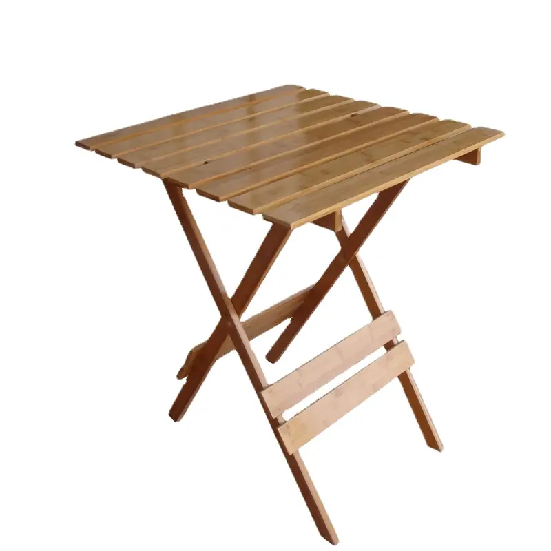Hangrui meja persegi panjang lipat bambu desain Modern untuk ruang makan, makanan ringan, kopi di ruang tamu, Dapur, atau Hotel