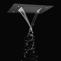 Robinets de douche de pluie 50x36 CM, salle de bains en Bronze frotté à l'huile, Style européen 7 couleurs LED chute d'eau