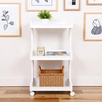 3-stöckiger Ausziehbarer Kunststoff-Regalwagen zur Aufbewahrung für Wohnzimmer, Küche und Bad