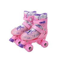 Patins à roulettes lumineux à marque privée sous licence pour enfants de 3 à 6 ans, luminosité réglable, roues doubles, couleur rose