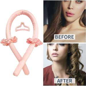Al por mayor, personalizado, set de rizador de pelo mágico sin calor de seda, con diadema y esponja, rodillo suave para rizar el cabello para dormir, para mujer y uso doméstico - Product Image 2