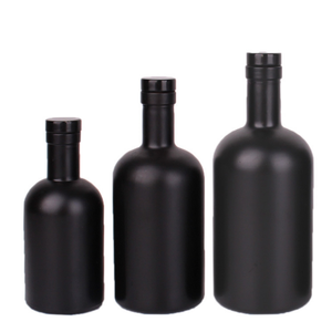 Bouteille en verre, couleur noir mat, style vodka, avec <span class=keywords><strong>bouchon</strong></span> en liège noir, flacon de liqueur de <span class=keywords><strong>vin</strong></span>, vodka, tequila, 200ml, 500ml, 750ml - Product Image 1