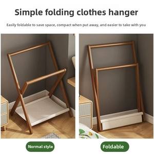 Porte-vêtements simple en bambou pour la maison, petit support de sol pour pantalons, gain de place, pour usage quotidien - Product Image 5