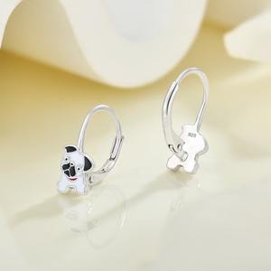 Boucles d'oreilles mignonnes en forme de chien Pug, argent sterling 925, émail, bijoux de dessin animé, tendance, cadeau de mariage pour femmes et filles - Product Image 4