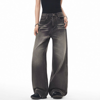 Ensemble de jeans pour hommes, nouveau style rétro américain, jeans délavés à effet poils de chat, coupe droite - Pantalons décontractés amples à jambes larges pour hommes et femmes